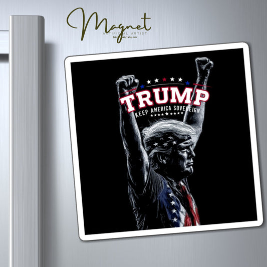 Kid Rock Inspired Trump Themed Magnet - Keep America Sovereign Kitchen, Political Souvenir, Unique Fridge Magnet, Rockstar
