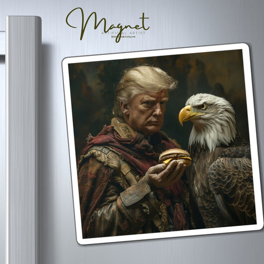 Magnet - Funny Trump Meme with Donald Trump and Eagle at McDonald’s