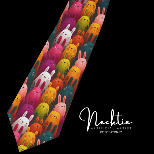 Colorful Bunny Necktie | Fun Accessory for Spring and Summer