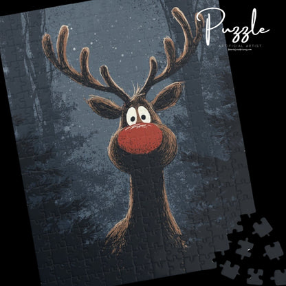 Christmas Reindeer Puzzle for Family Fun, Holiday Decor, Gift for Kids, Cozy Nights, 110-1014 Pieces