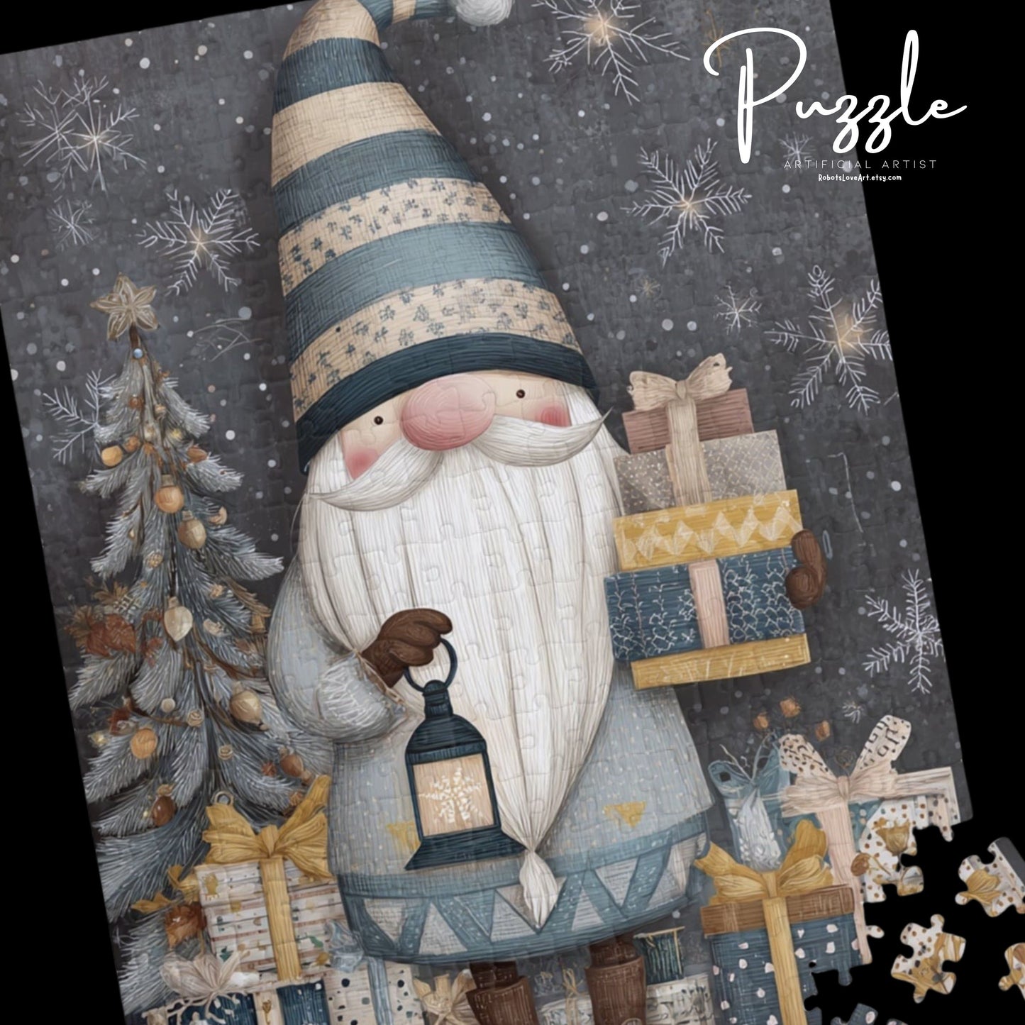 Winter Wonderland Gnome Puzzle, Holiday Gift Idea, Christmas Decor, Stress Relief Game, Fun Indoor Game