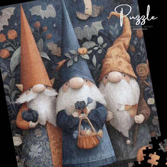 Gnome-Themed Puzzle, Cozy Family Game, Autumn Craft, Halloween Décor, Gift for Puzzle Lovers, 110-1014 Pieces