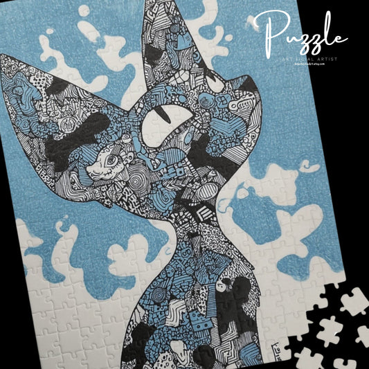 Puzzle of a Cat in Blue, Art Puzzle, Cat Puzzle Gift, Unique Artwork Jigsaw, Cat Lovers, Home Decor, Brain Teaser Puzzle, Kids Adult Puzzle