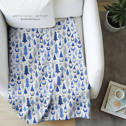 Cozy Winter Gnomes Velveteen Plush Blanket