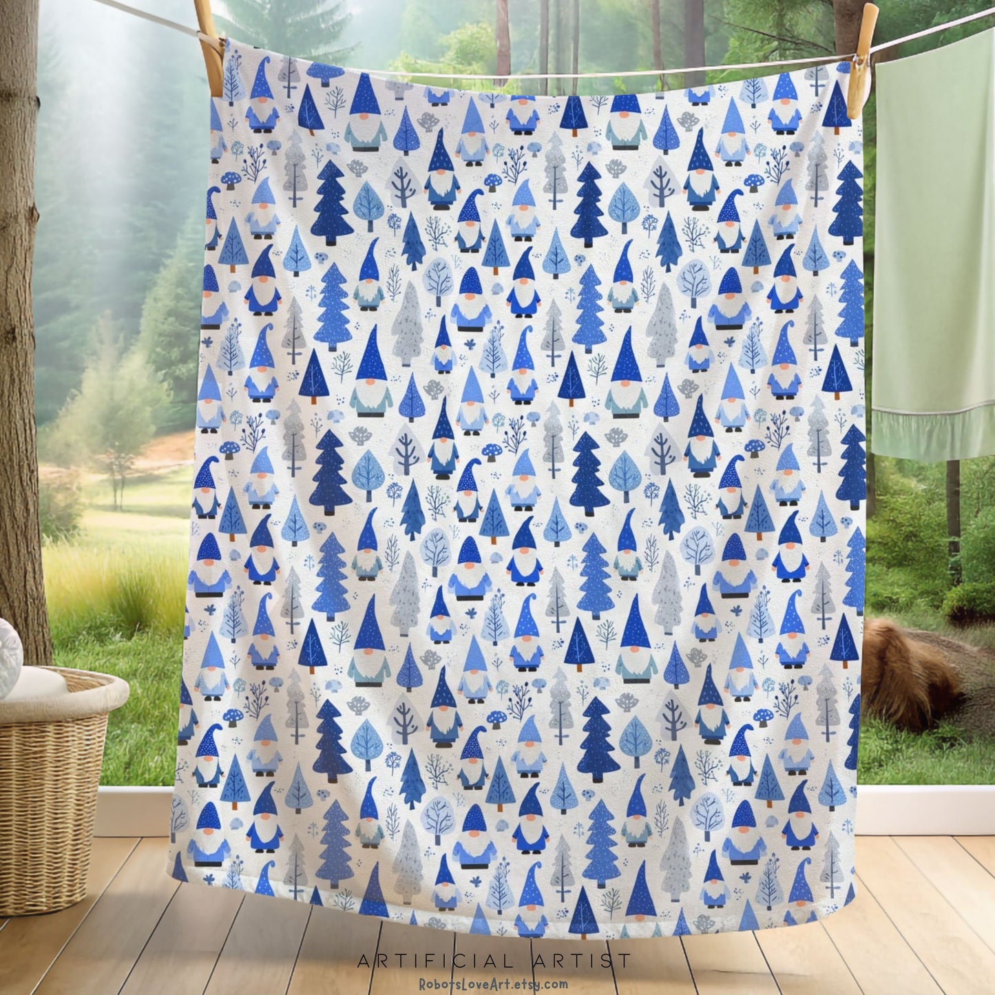 Cozy Winter Gnomes Velveteen Plush Blanket