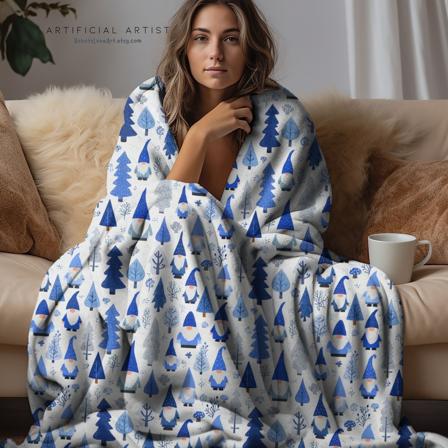 Cozy Winter Gnomes Velveteen Plush Blanket
