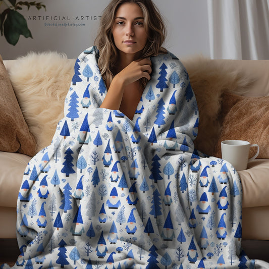 Cozy Winter Gnomes Velveteen Plush Blanket
