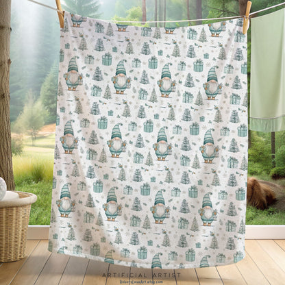 Cozy Velveteen Plush Blanket - Winter Gnomes Design, Perfect for Holiday Decor, Snuggling, Gift for Friends, Home Warmth
