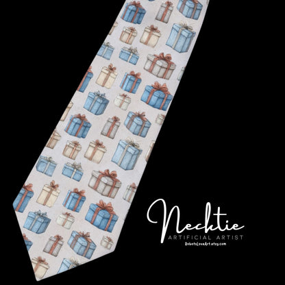 Gift-Themed Necktie for Special Occasions, Unique Accessory, Holiday Gift, Dapper Style, Formal Wear, Celebration Tie
