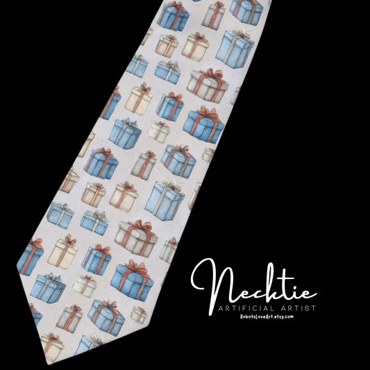 Gift-Themed Necktie for Special Occasions, Unique Accessory, Holiday Gift, Dapper Style, Formal Wear, Celebration Tie