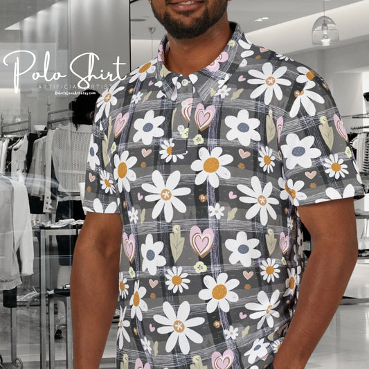 Floral Print Unisex Polo Shirt - Stylish Casual Wear, Spring Attire, Gift for Him or Her, Summer Fashion, Everyday Comfort