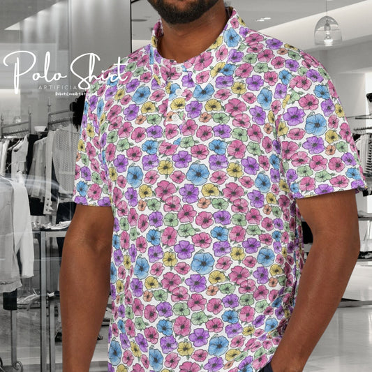 Vibrant Floral Unisex Polo Shirt, Summer Fashion, Casual Wear, Gift for Him/Her, BBQ, Beach Outing, Vacation Ready