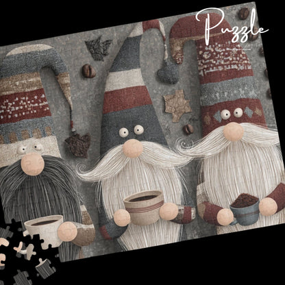 Coffee Gnomes Holiday Puzzle for Family Fun, Christmas Jigsaw, Festive Activity for Gatherings, 110-1014 Pieces
