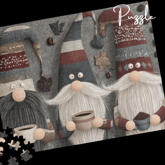 Coffee Gnomes Holiday Puzzle for Family Fun, Christmas Jigsaw, Festive Activity for Gatherings, 110-1014 Pieces