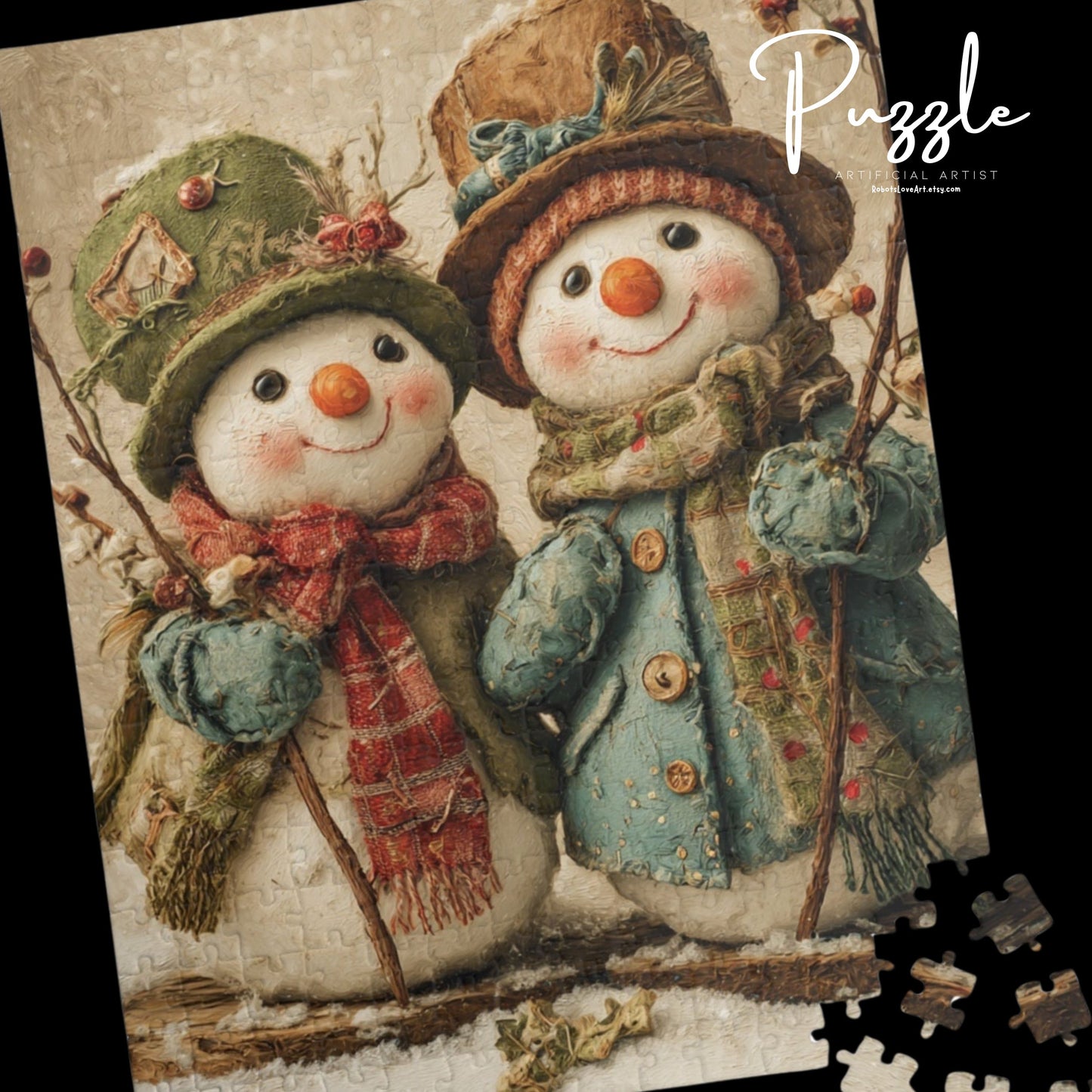 Snowman Puzzle, Holiday Fun for Families, Cozy Winter Night Activity, Christmas Gift, 110-1014 Pieces