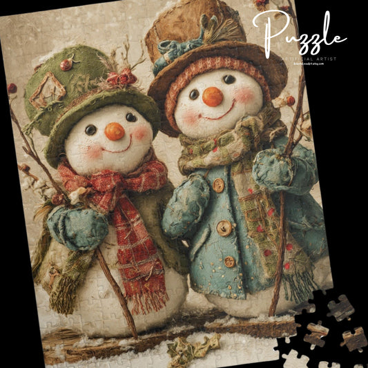 Snowman Puzzle, Holiday Fun for Families, Cozy Winter Night Activity, Christmas Gift, 110-1014 Pieces