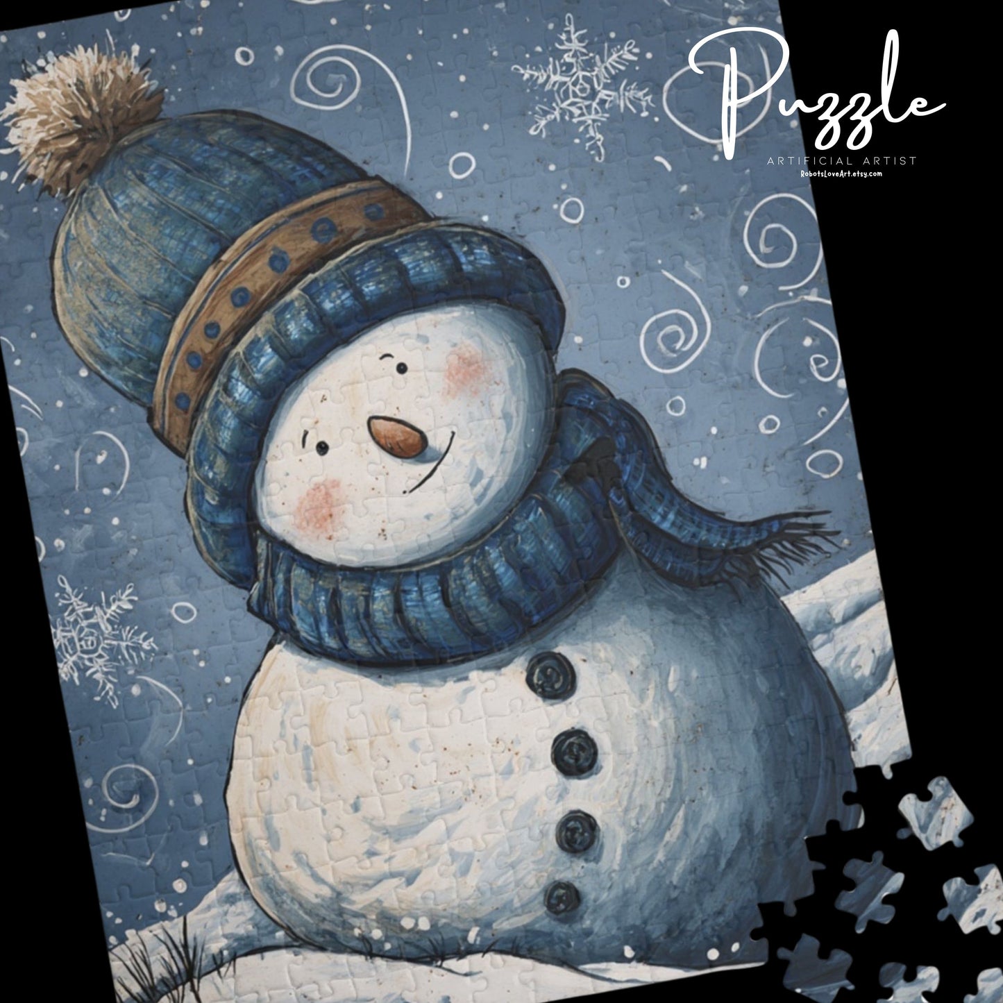 Snowman Puzzle - Winter Fun for Family Nights, Holiday Decor, Gift for Kids, Christmas Activity, Cozy Family Time