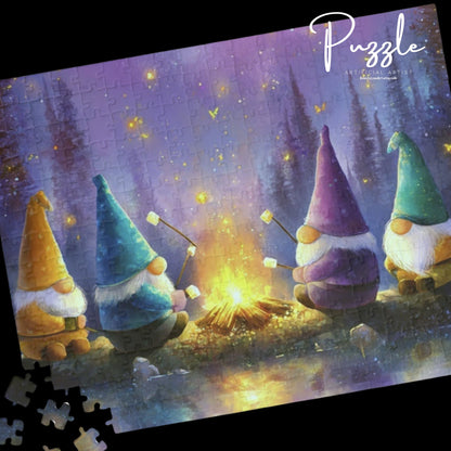 Cozy Campfire Gnome Puzzle - Perfect for Family Game Night, Relaxing Evenings, Holiday Gift, Indoor Fun, Home Décor