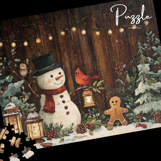 Winter Wonderland Puzzle - 1014-Piece Jigsaw for Cozy Nights, Holiday Family Fun, Snowman & Gingerbread Theme, Christmas Decor, Gift Idea