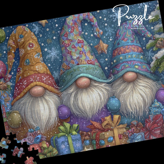 Christmas Gnome Puzzle - 110, 252, 520, 1014-piece, Holiday Game, Family Fun, Festive Decor, Ideal Gift for Puzzle Enthusiasts