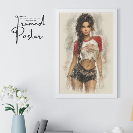Vertical Poster - Hot Babe in Short Tshirt and Booty Shorts