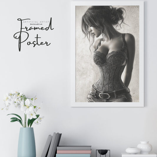 Elegant Vintage Framed Vertical Poster, Art Wall Decor, Home Aesthetic, Stylish Gift, Fashion Illustration