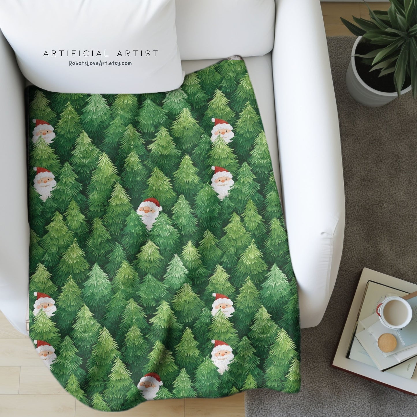 Cozy Christmas Trees Velveteen Plush Blanket, Holiday Throw, Seasonal Home Decor, Gift for Winter, Soft Blanket for Snuggling