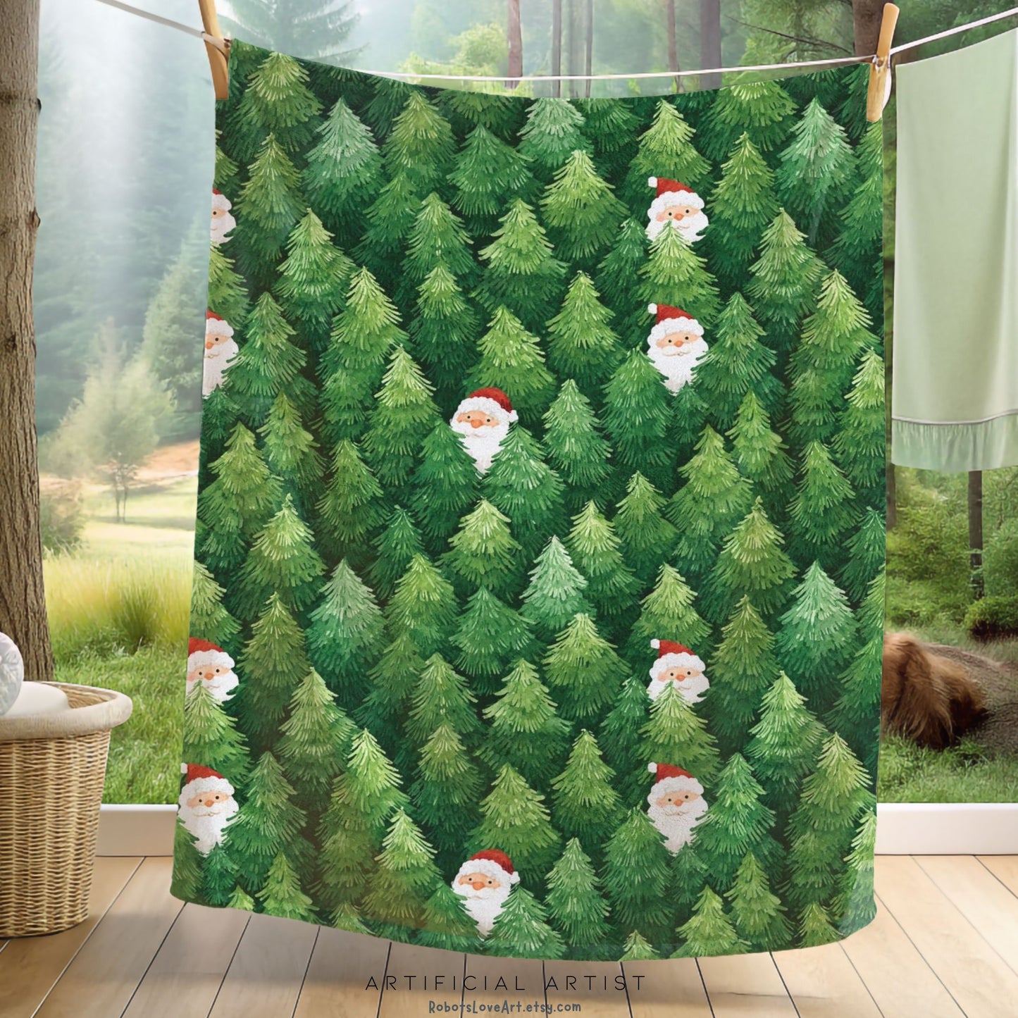 Cozy Christmas Trees Velveteen Plush Blanket, Holiday Throw, Seasonal Home Decor, Gift for Winter, Soft Blanket for Snuggling