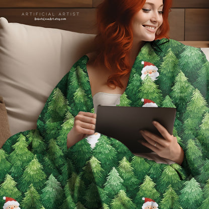 Cozy Christmas Trees Velveteen Plush Blanket, Holiday Throw, Seasonal Home Decor, Gift for Winter, Soft Blanket for Snuggling