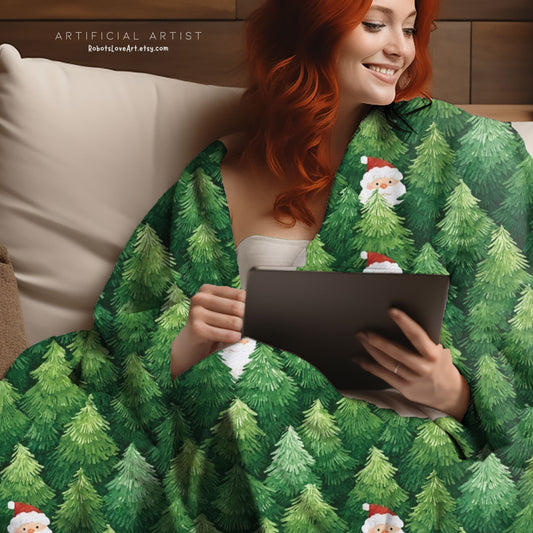 Cozy Christmas Trees Velveteen Plush Blanket, Holiday Throw, Seasonal Home Decor, Gift for Winter, Soft Blanket for Snuggling