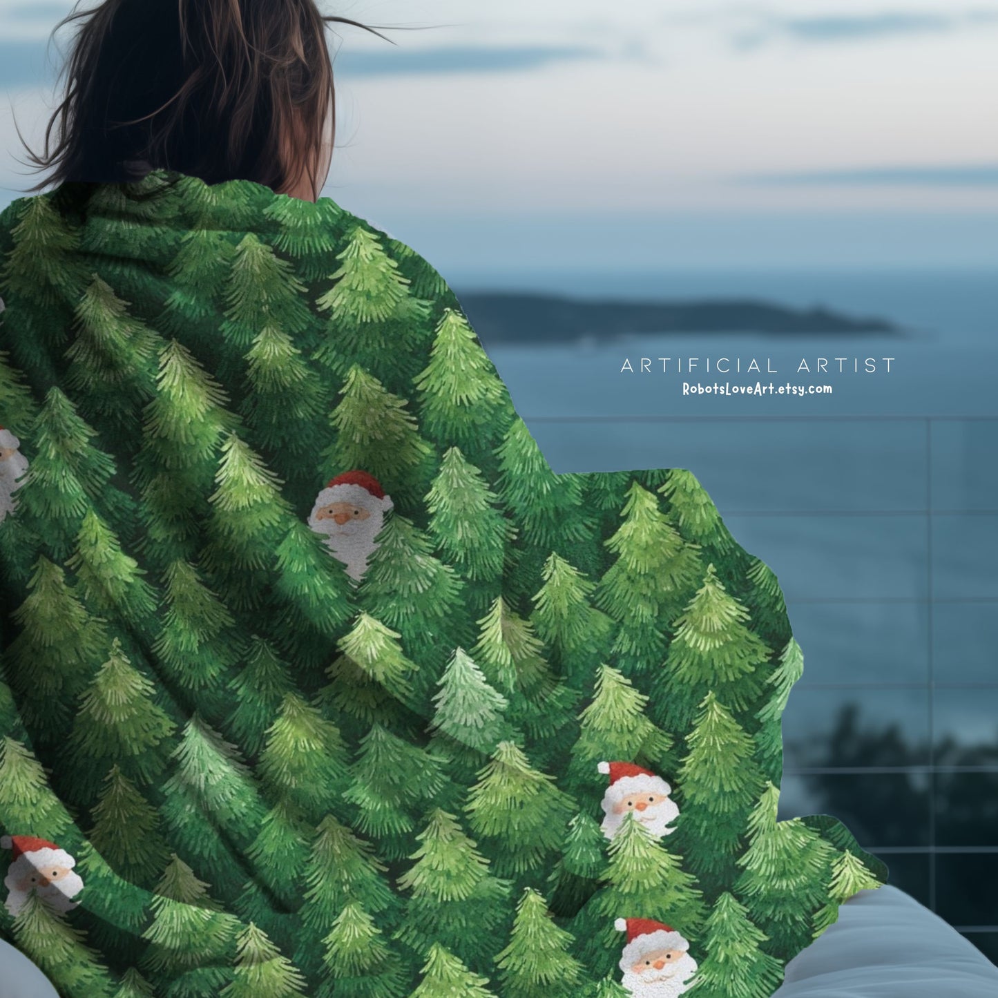 Cozy Christmas Trees Velveteen Plush Blanket, Holiday Throw, Seasonal Home Decor, Gift for Winter, Soft Blanket for Snuggling