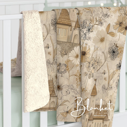 Cozy Floral Sherpa Fleece Blanket, Warm Throw Blanket for Home Decor, Gift for Weddings, Birthdays, or Cozy Nights