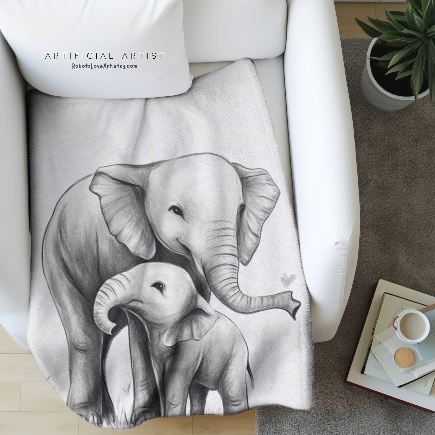Cozy Elephant Plush Blanket | Cute Nursery Decor, Baby Shower Gift, Kids Room Accessory, Soft Throw for Snuggling, Animal Lover Gift