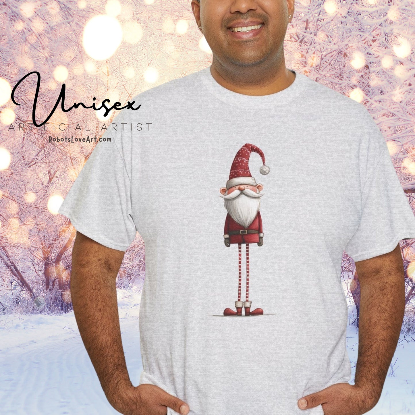 Skinny Legs Santa Character Unisex Heavy Cotton Tee, Christmas Shirt, Festive Apparel, Cute Santa Tee