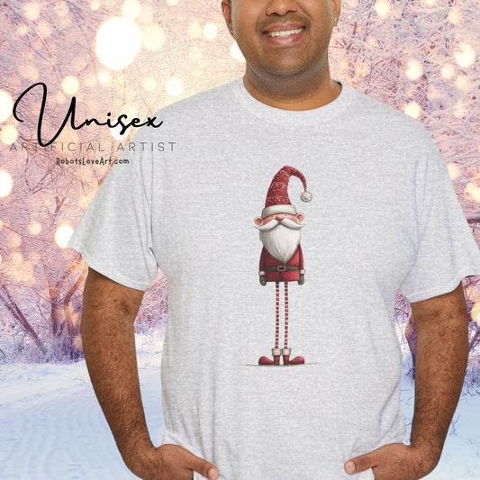 Skinny Legs Santa Character Unisex Heavy Cotton Tee, Christmas Shirt, Festive Apparel, Cute Santa Tee