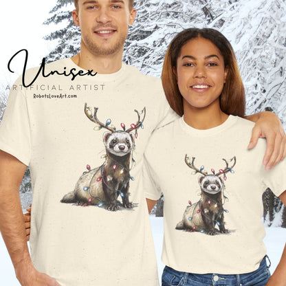 Christmas Otter Tee, Unisex Heavy Cotton Tee with Cute Design, Holiday Gift, Cozy Casual Wear, Fun Christmas Shirt