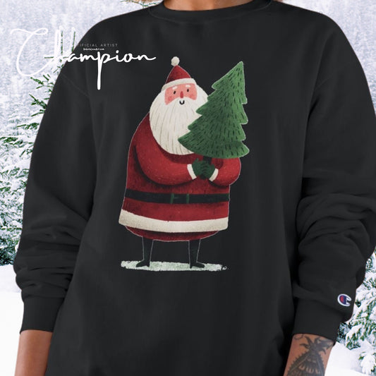 Santa’s Christmas Tree Sweatshirt, Cozy Holiday Wear, Sweatshirt for Winter, Cute Santa Design, Unisex Holiday Apparel