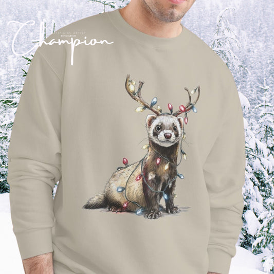 Otter Wants to be a Reindeer Champion Sweatshirt, Cozy Holiday Apparel, Christmas Gift, Cute Winter Wear