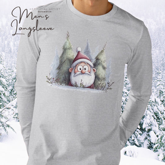 Cozy Santa Longsleeve Tee for Men, Perfect Holiday Gift, Winter Wear, Festive Apparel, Christmas Celebration