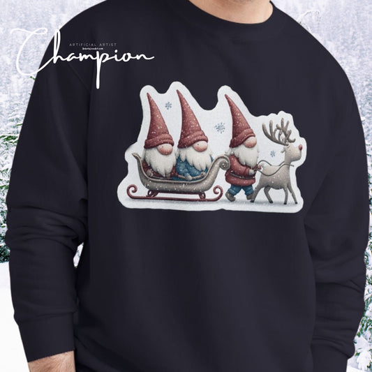Holiday Gnome Sweatshirt, Cozy Christmas Apparel, Gift for Her, Winter Fashion, Cute Gnome Design