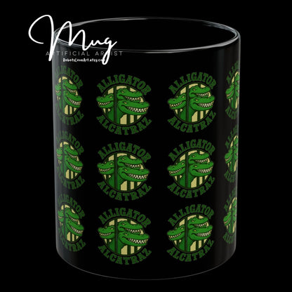 Alligator Alcatraz Coffee Mug, Fun Animal Mug, Green Alligator Design, Gift for Illegal Aliens