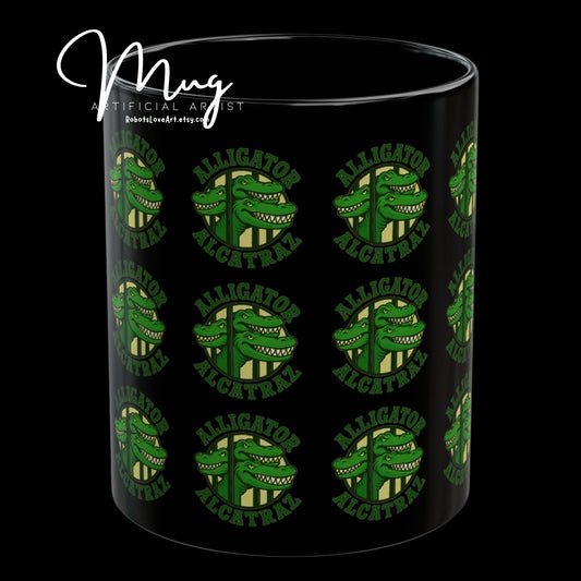 Alligator Alcatraz Coffee Mug, Fun Animal Mug, Green Alligator Design, Gift for Illegal Aliens