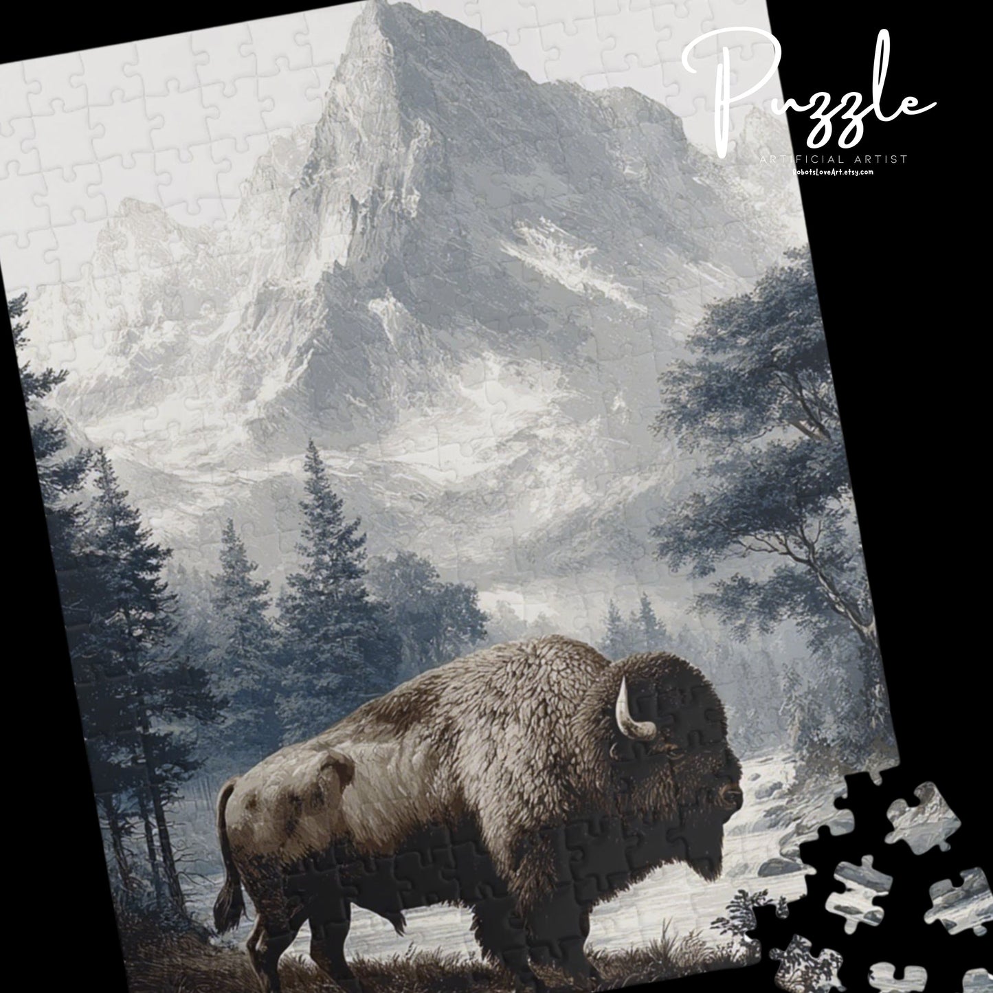 Nature-Themed Puzzle with Bison and Mountains, Relaxing Activity for All Ages, Perfect Gift for Animal Lovers, Challenging Gift for [...]