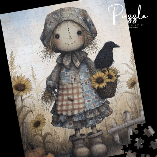 Charming Scarecrow Puzzle, Cozy Home Decor, Family Game Night, Autumn Vibes, Gift for Puzzle Lovers