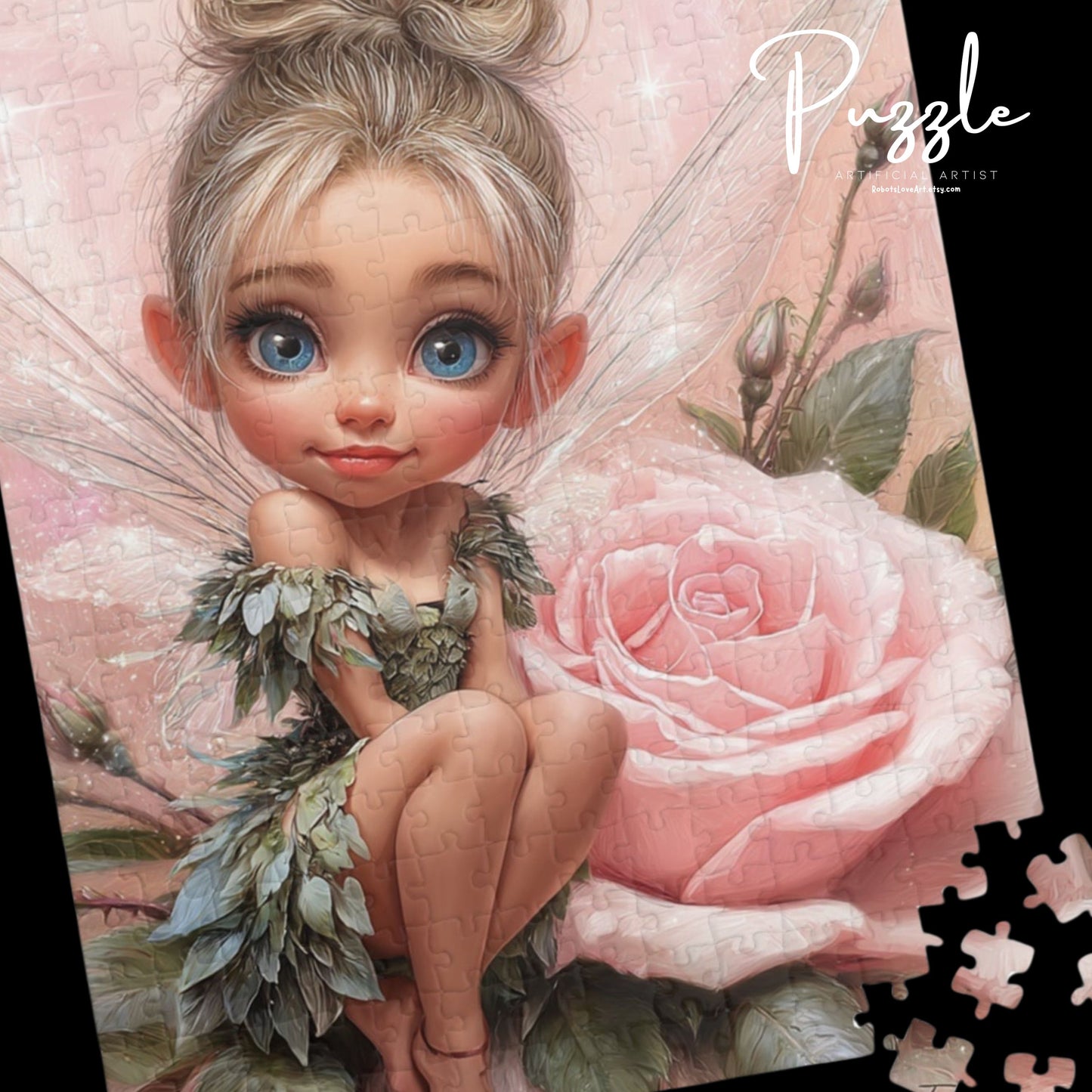 Fairy Rose Puzzle, Dreamy Fairy Jigsaw, Magical Home Decor, Unique Gift, Puzzle Lover's Delight, Family Game Night