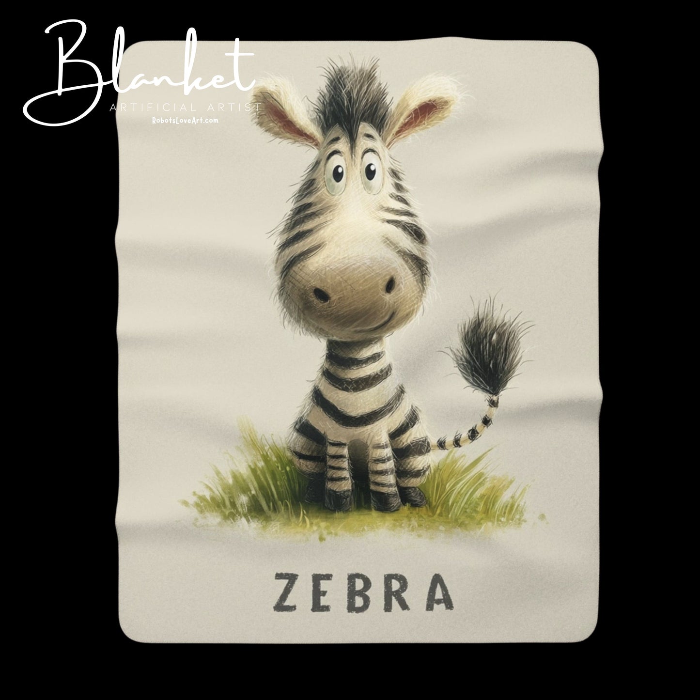 Sherpa Fleece Blanket - Baby Zebra Illustration