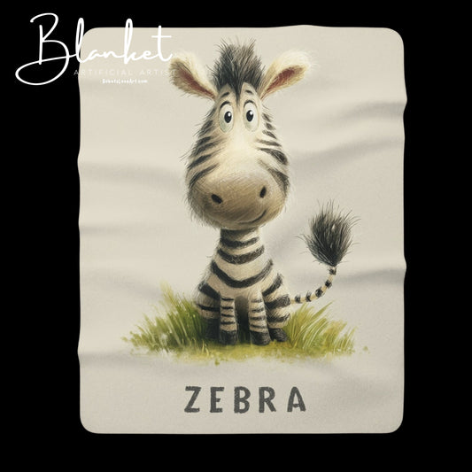 Sherpa Fleece Blanket - Baby Zebra Illustration