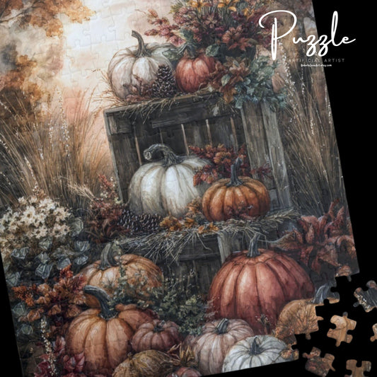 Fall Harvest Puzzle - 110, 252, 520, 1014-piece, Autumn Decor, Family Activity, Thanksgiving Gift, Cozy Indoor Fun