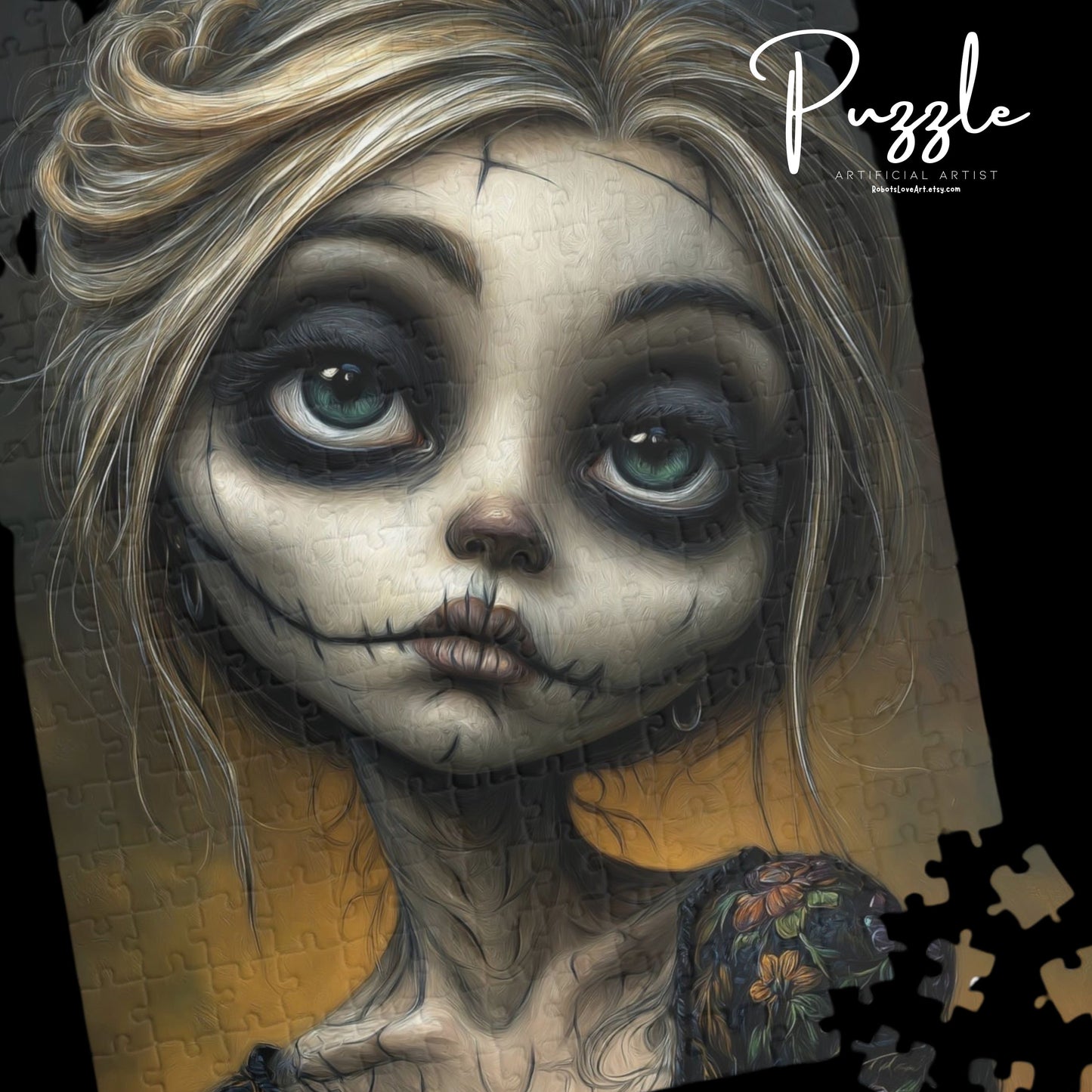 Spooky Art Puzzle, Gothic Jigsaw Puzzle for Adults, Unique Home Decor, Perfect Gift for Halloween, Relaxing Activity