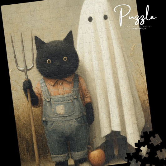 Ghost and Cat Ready for Halloween